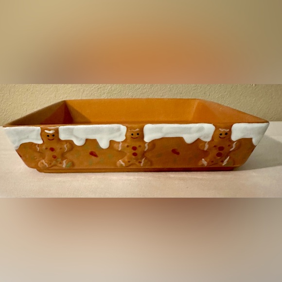 🎄 NWT Home Interiors Gingerbread Men Ceramic Baking Dish 8X8 - Picture 6 of 7